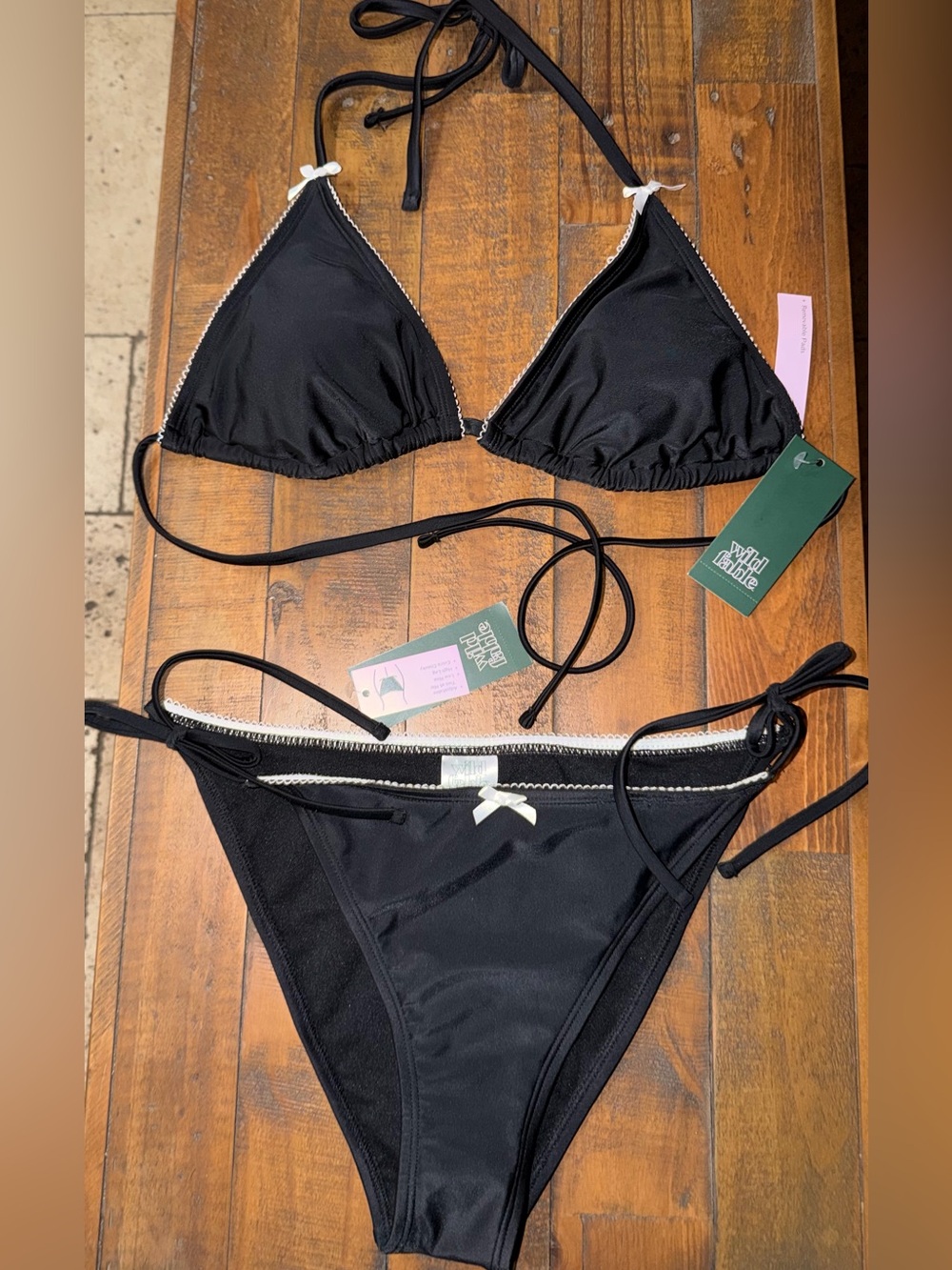 wild fable Black Bikini Set with White Trim